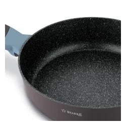 Patelnia na indukcję marmurowa z pokrywką Starke Pro Luxury Grey II 28 cm krótkie uchwyty