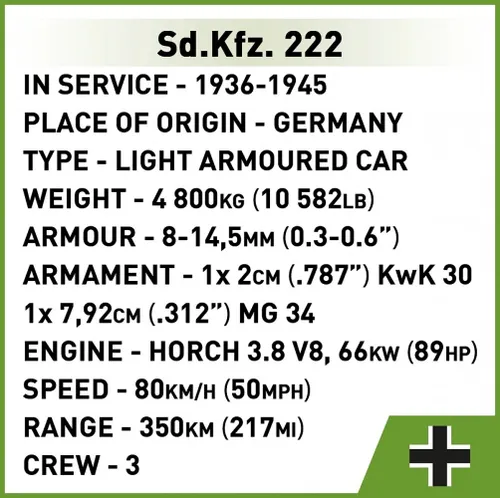Cobi Klocki Klocki Sd.Kfz 222 502 klocki