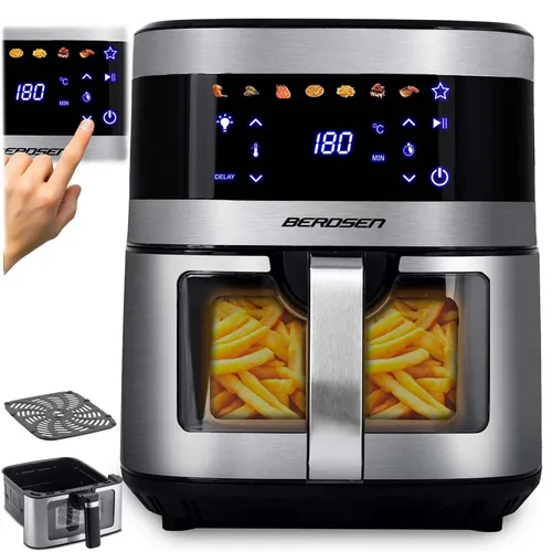 Air Fryer Frytkownica beztłuszczowa BERDSEN BD-656 9.1l 7 gotowych programów Srebrny