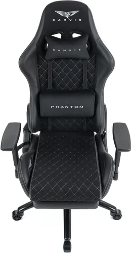 Fotel GAMVIS Phantom Large Czarny (białe elementy) + podnóżek