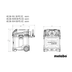 Odkurzacz przemysłowy Metabo AS 36-18 L 30 PC-CC