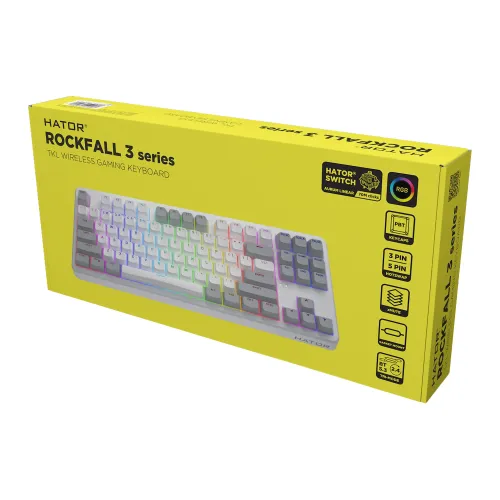 Klawiatura mechaniczna Hator Rockfall 3 Wireless Aurum Lemon Biało-Szary