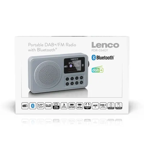 Radioodbiornik Lenco PDR-034GY Radio FM DAB+ Bluetooth Szary