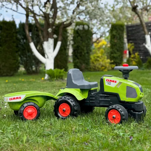 Falk Traktorek Baby Claas Axos 310 Zielony z Przyczepką od 1 roku