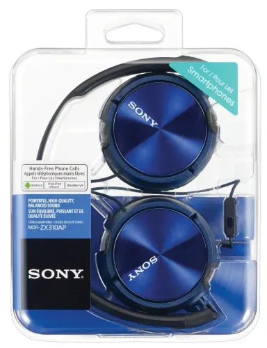 Słuchawki przewodowe Sony MDR-ZX310AP Nauszne Mikrofon Niebieski