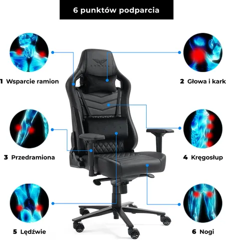 Fotel GAMVIS Elite 2.0 Pro XXL Czarny (czarne elementy)
