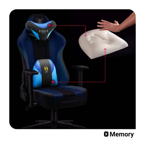 Fotel Diablo Chairs X-Player 2.0 Normal Size Gamingowy do 160kg Skóra ECO Tkanina Czarno-niebieski