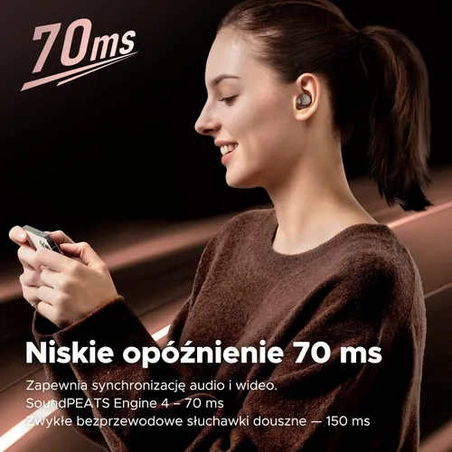 Słuchawki bezprzewodowe Soundpeats Engine4 Dokanałowe Bluetooth 5.3 Czarny