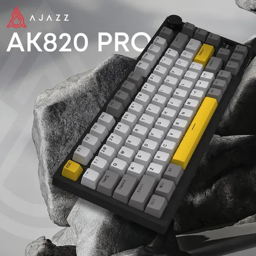 Klawiatura AJAZZ AK820 Pro RGB Hot Swap Flying Fish Switch Czarno-szaro-żółty