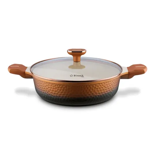 Patelnia głęboka na indukcję krótkie uchwyty Starke Pro Texture Copper 28 x 8 cm