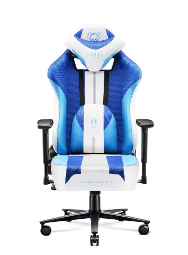 Fotel Diablo Chairs X-Player 2.0 Normal Size Gamingowy do 150kg Skóra ECO Tkanina Biało-niebieski