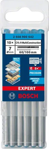 Wiertła wielozadaniowe 7x60x100mm, 10szt. Bosch EXPERT CYL-9 MultiConstruction