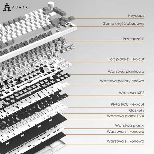 Klawiatura AJAZZ AK820 Pro RGB Hot Swap Flying Fish Switch Czarno-szaro-żółty