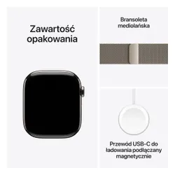Apple Watch 11 GPS + Cellular 42mm koperta z tytanu (naturalny) + pasek sportowy rozmiar S/M (górska szarość)