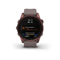 Смарт-часы Garmin FENIX 7S Sapphire Solar титановый темно-бронзовый с серым силиконовым ремешком (010-02539-29)