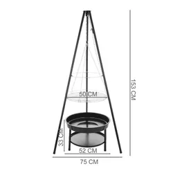 Palenisko trójnóg duży grill ogniskowy ogrodowy wiszący 2w1