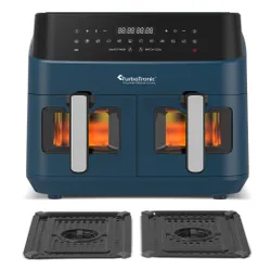 Air Fryer Frytkownica beztłuszczowa TURBOTRONIC TT-DAF6W Niebieski 9l z podwójnym koszem