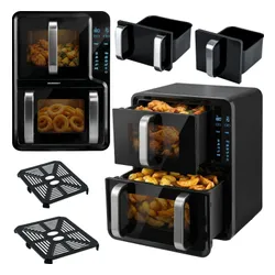 Air Fryer Frytkownica beztłuszczowa BERDSEN BD-664 12l z podwójnym koszem i okienkiem do obserwacji postępów gotowania