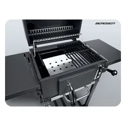 Grill węglowy ogrodowy Berdsen BD-892 komin żeliwny ruszt z pokrywą popielnik + termometr