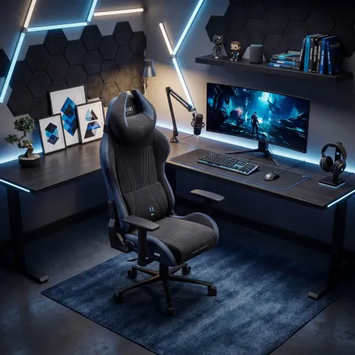 Fotel Diablo Chairs X-One 2.0 Kingl Night Blue Gamingowy do 160kg Tkanina Czarno-Niebieski