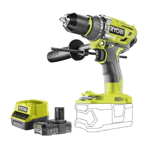 Wiertarko-wkrętarka RYOBI R18PD7-0 + Akumulator RYOBI ONE+ RC18120-120 2Ah 18V + ładowarka
