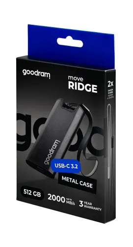 Dysk GoodRam Move Ridge SSD 512GB USB 3.2 Typ C Czarny