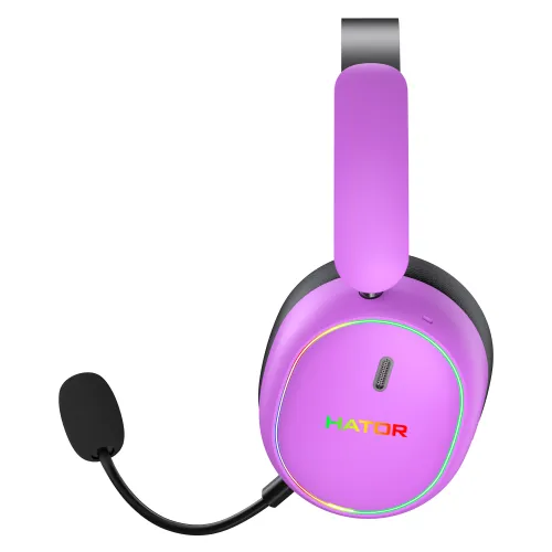 Słuchawki bezprzewodowe z mikrofonem Hator Phoenix 2 Wireless ESH42 ANC Nauszne Fioletowy