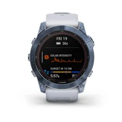 Смарт-часы Garmin FENIX 7X Sapphire Solar титановый синий минерал DLC с белым ремешком (010-02541-15)