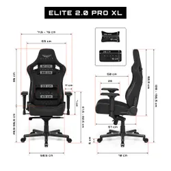 Fotel GAMVIS Elite 2.0 Pro XL Czarny (białe elementy)