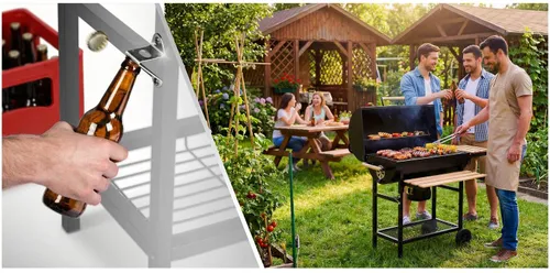 Grill węglowy ogrodowy Berdsen BD-895 z półkami beczka z kominem + termometr + popielnik