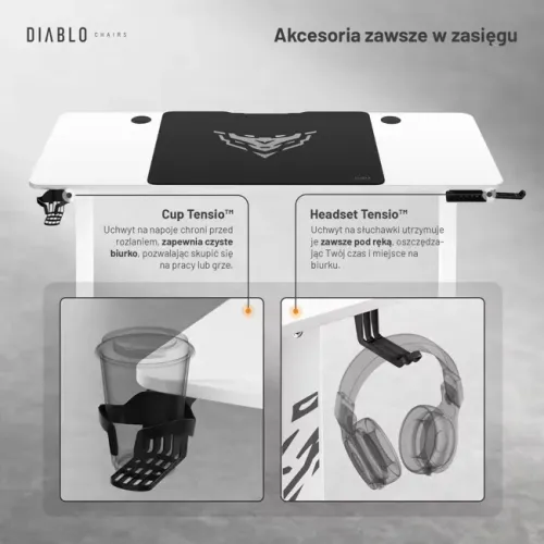 Biurko Diablo Chairs X-Tensio 1400 140cm Regulacja wysokości Biały