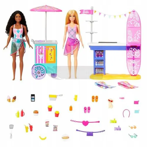 LALKA BARBIE ZESTAW PLAŻOWY 2 LALKI + akcesoria HNK99