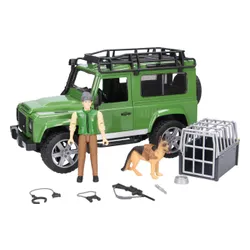 Bruder LandRover Defender z figurką leśnika i z psem (02587)