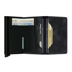 RFID Korumalı Cüzdan Slimwallet Gizli Vintage - siyah