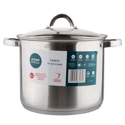 Garnek ze stali nierdzewnej z pokrywką FABIO 10,5 l