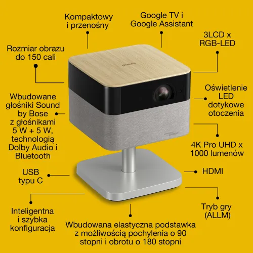 Projektor Epson EF-72 3LCD 4K Google TV Wi-Fi Bluetooth
