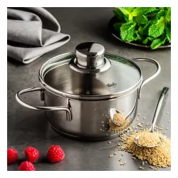 FISSLER Snack Set 1,0 l - garnek ze stali nierdzewnej ze szklaną pokrywką