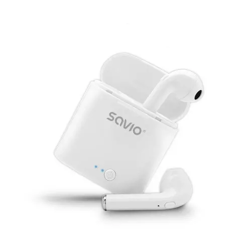 Słuchawki bezprzewodowe Savio TWS-01 Dokanałowe Bluetooth 5.0 Biały