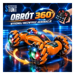 Samochód zdalnie sterowany rc ręką gesty ledy dym auto 4x4 stunt car 360°