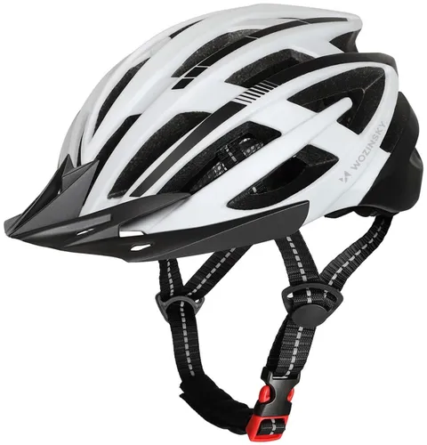 Kask rowerowy WOZINSKY HT-28VCB Czarno-biały MTB z lampką (rozmiar M)