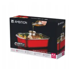 Brytfanna Metallic RED 6,5L +dozownik GARNEK na prezent kuchenny pokrywa