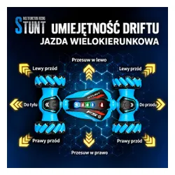 Samochód zdalnie sterowany rc ręką gesty ledy dym auto 4x4 stunt car 360°