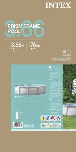 Basen ogrodowy stelażowy Prism Frame 366x76 cm z pompą filtrującą INTEX 26712 ND