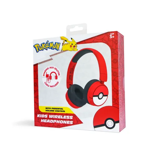 Słuchawki bezprzewodowe z mikrofonem OTL Technologies Pokémon Pokeball Wireless Dla Dzieci Nauszne Czerwony