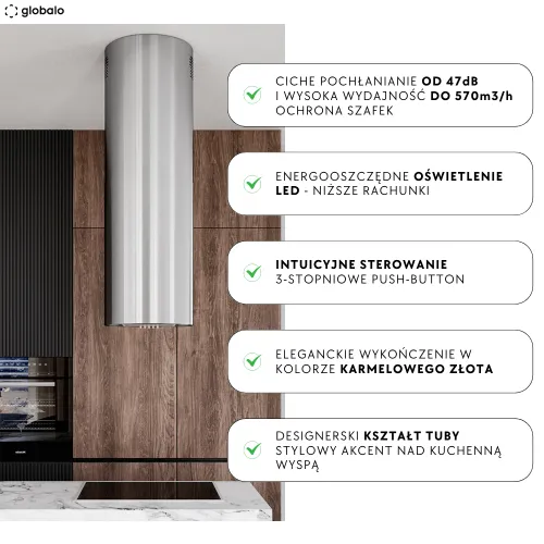 Okap Globalo Lobelio Isola 39.1 Inox