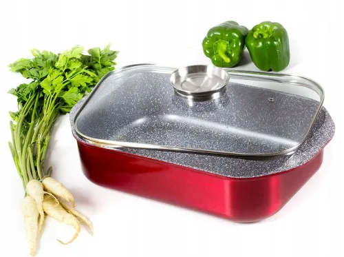 Brytfanna Metallic RED 6,5L +dozownik GARNEK na prezent kuchenny pokrywa