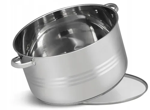 Garnek stalowy gastronomiczny duży z pokrywką 23,8l 38cm indukcja gaz 7314