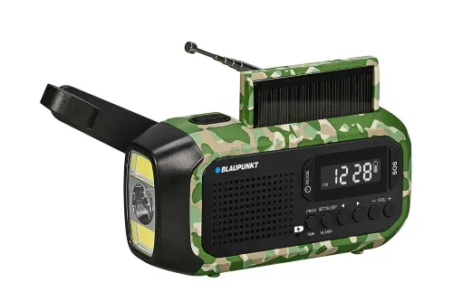 Radioodbiornik Blaupunkt ER20GC SURVIVAL Na korbkę, Solarne, Latarka, Powerbank, Radio FM Zielony