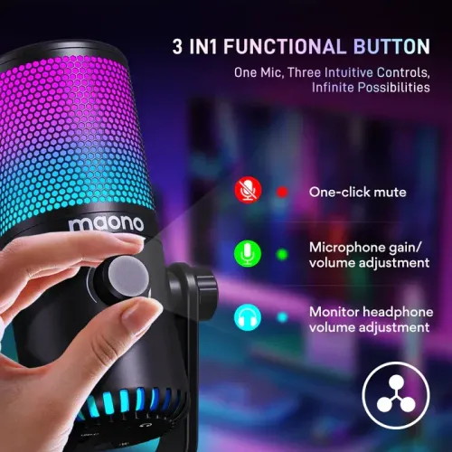 Mikrofon Maono DM30RGB Przewodowy Pojemnościowy Czarny