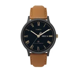 Timex Waterbury 40mm tarihi TW2U88500 Siyah / Kahverengi saatler